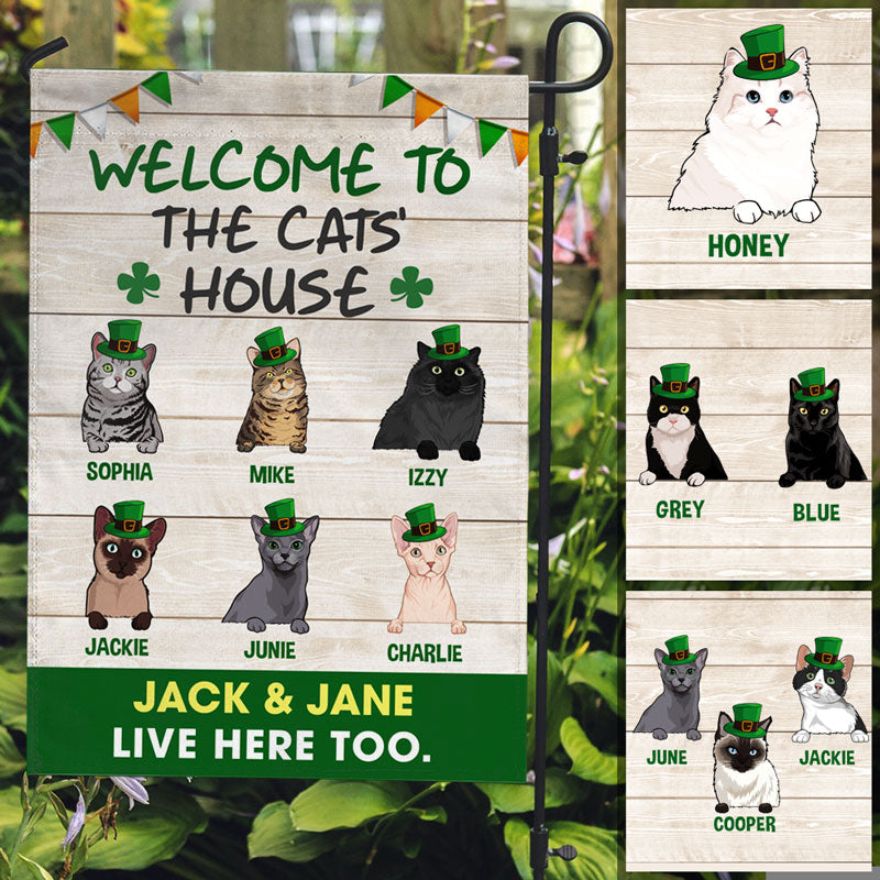 Welcome To The Cat House, Custom Flags, Personalized St. Patrick's Day Decorative Garden Flags