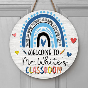 Welcome to Classroom, School Sign, Personalized Round Wood Sign
