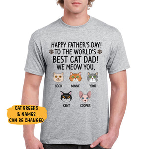 Happy Father's Day Best Cat Dad, Cat Face, Custom Shirt, Personalized Gifts for Cat Lovers
