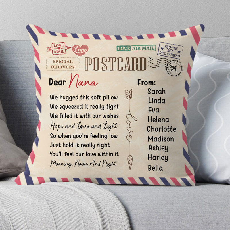 Hugged This Soft Pillow, Postcard, Custom Pillow for Mother's Day Gift