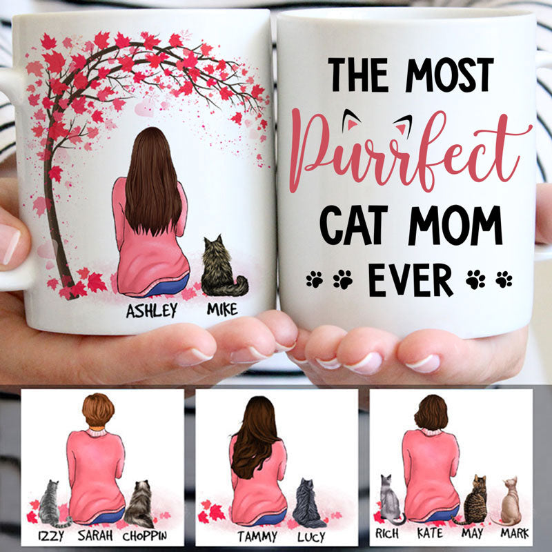 Discover The Most Purrfect Cat Mom Ever, Red Tree, Personalized Mugs, Custom Gifts for Cat Lovers