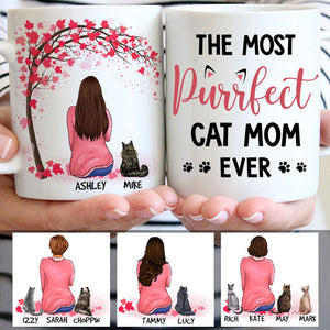 The Most Purrfect Cat Mom Ever, Red Tree, Personalized Mugs, Custom Gifts for Cat Lovers