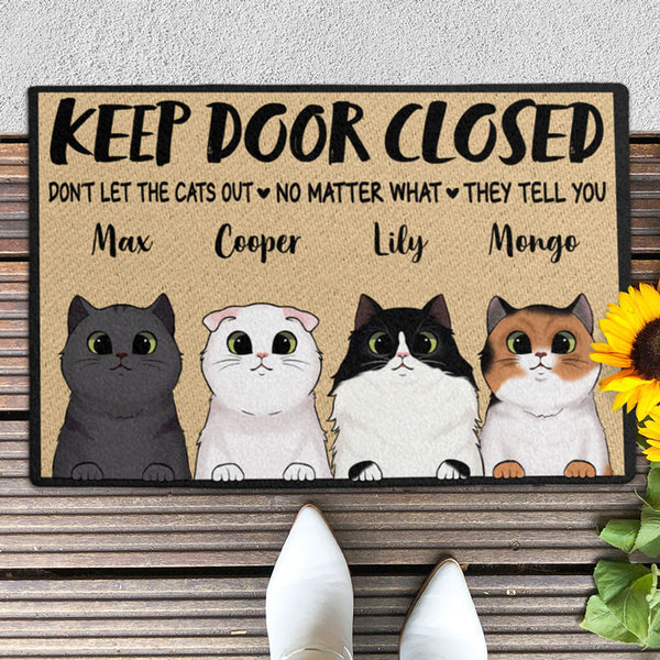 Keep Door Closed Dogs And Cats, Personalized Doormat, Custom Gift For Pet  Lovers