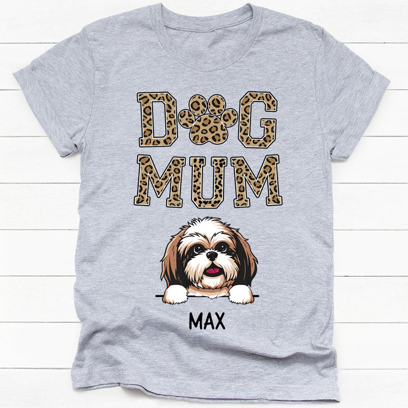 Dog Mum Leopard Pattern, Personalized Shirt, Gift For Dog Lovers, Mother's Day Gifts