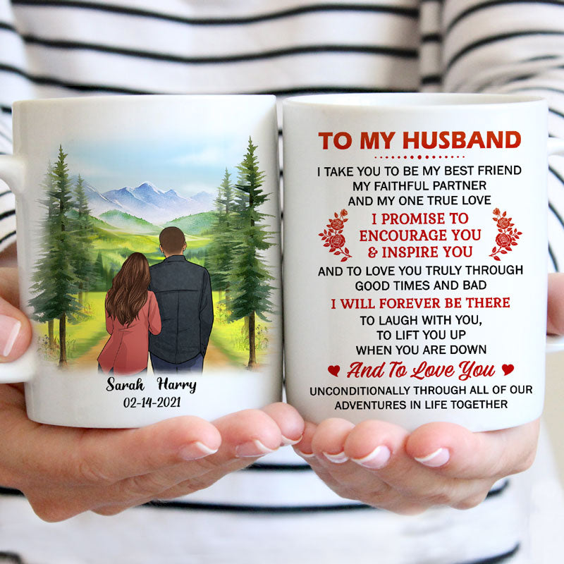 To my husband Promise Encourage Inspire mountain, Customized mug, Anni -  PersonalFury