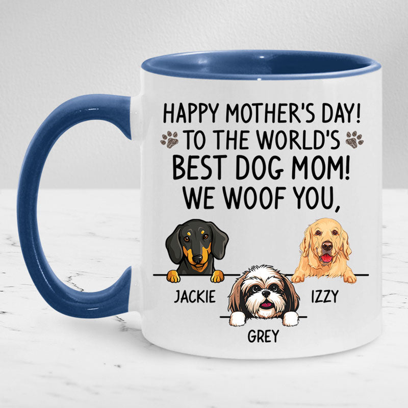 Discover To The World's Best Dog Mom, Personalized Accent Mug, Mother's Day Gifts