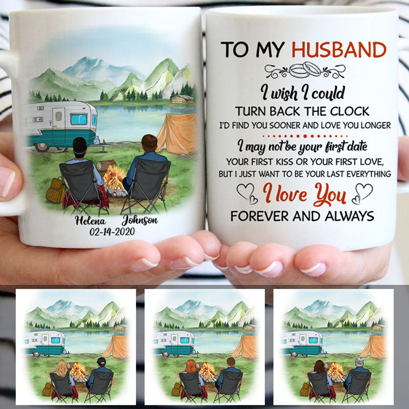 I wish I could turn back the clock, Customized Camping Couple mug, Anniversary gifts, Personalized gifts for him