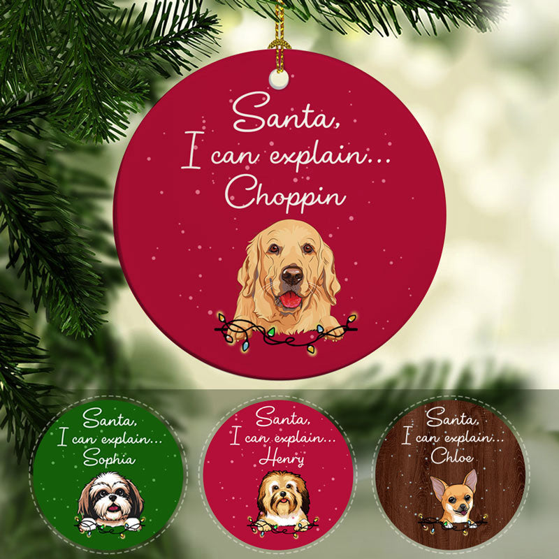 Santa, I can explain, Personalized Circle Ornaments, Custom Gift for Dog Lovers