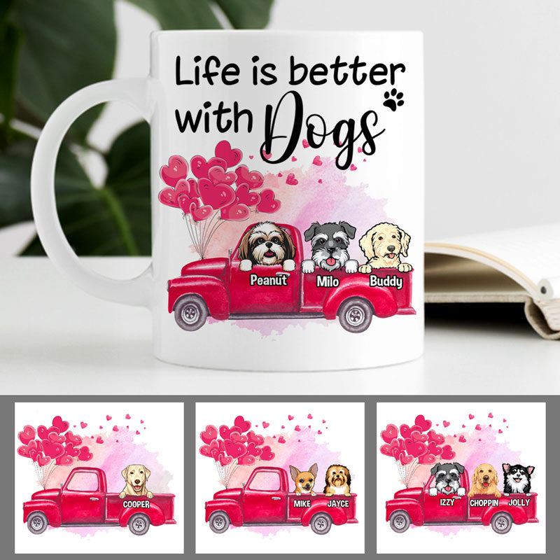 Life is better with a dog, Personalized Mugs, Custom Gifts for Dog Lovers