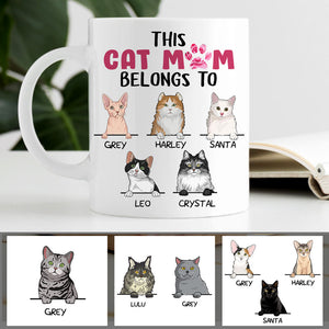 This Cat Mom Belongs To, Custom Coffee Mug, Personalized Gifts for Cat Lovers