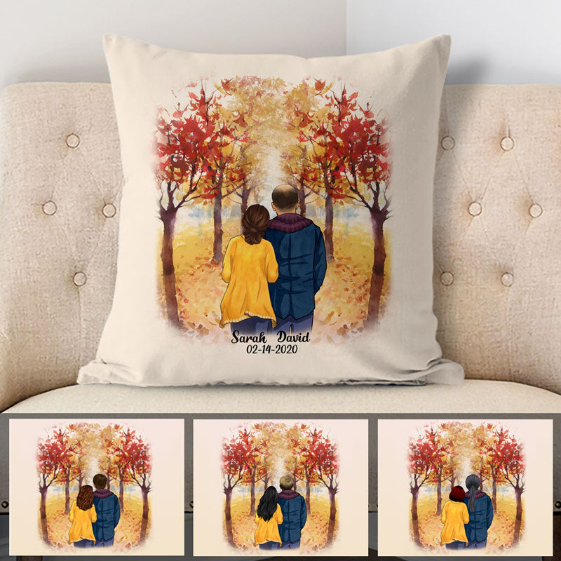 Personalized Autumn Couple Pillow, Fall Anniversary gifts, Gifts for him, Gifts for her