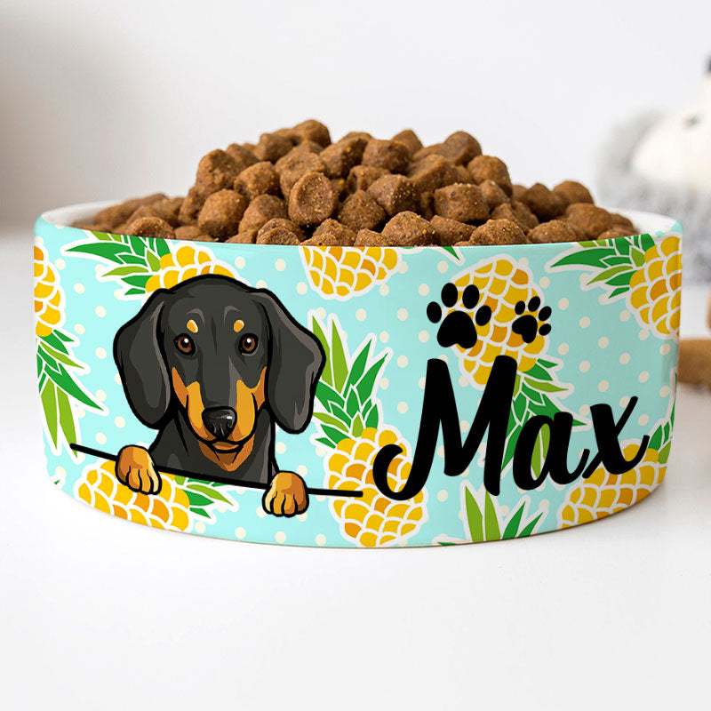Personalized Custom Dog Bowls, Pineapple, Gift for Dog Lovers
