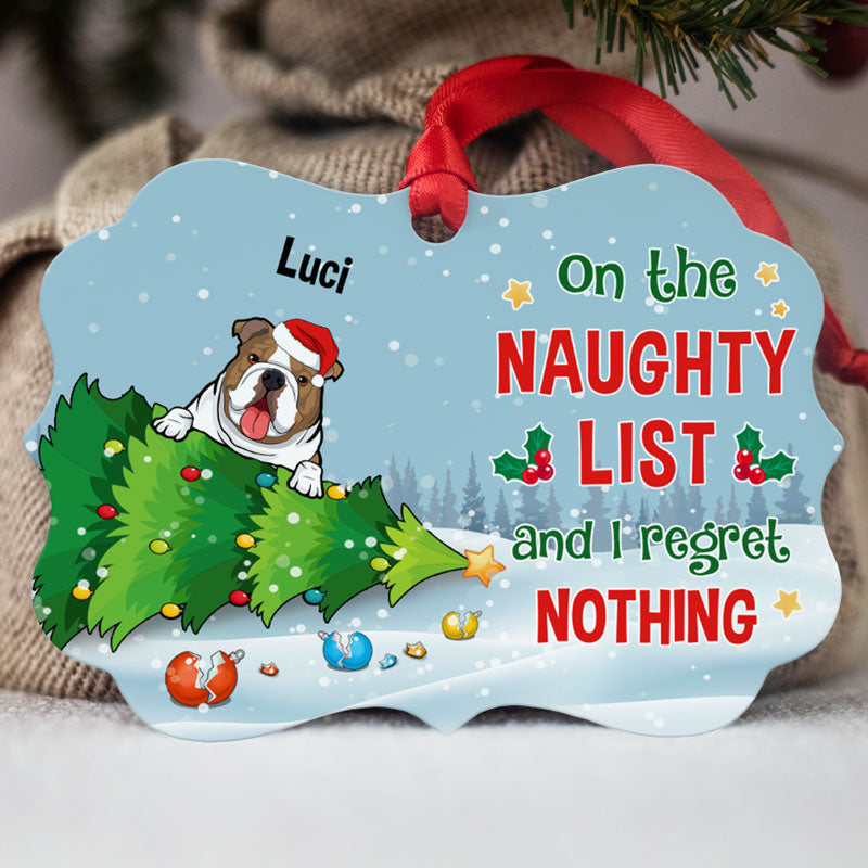 On The Naughty List, Personalized Aluminium Ornaments, Custom Holiday Gift For Dog Lovers