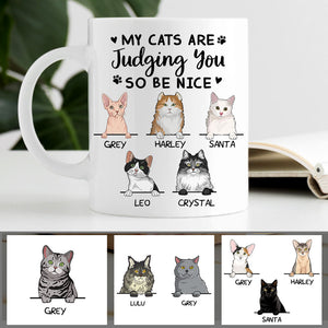 My Cats Are Judging You, Custom Coffee Mug, Personalized Gifts for Cat Lovers