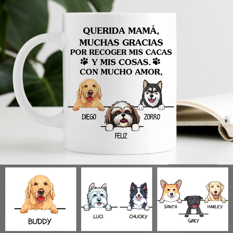 Thanks For Picking Up My Poop Spanish Espanol, Funny Personalized Coffee Mug, Custom Gift for Dog Lovers