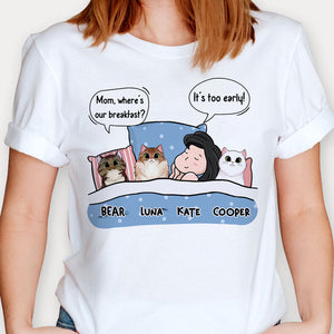 Wake Up And Feed Me Cat Conversation, Personalized Shirt, Custom Gifts For Cat Lovers