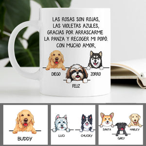 Roses Are Red, Spanish Espanol, Personalized Mug, Custom Gift for Dog Lovers