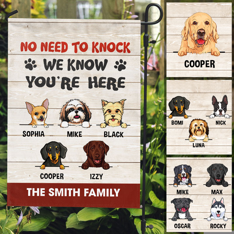 No Need To Knock, Custom Flags, Personalized Dogs Decorative Garden Flags