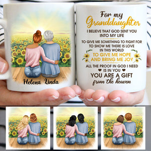 For my Granddaughter, To give me hope and bring me joy , Sunflower field, Customized mug, Personalized gifts, Mother's Day gifts