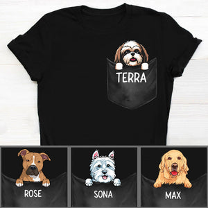 Pocket Custom T Shirts, Dark Tee, Personalized Gifts for Dog Lovers
