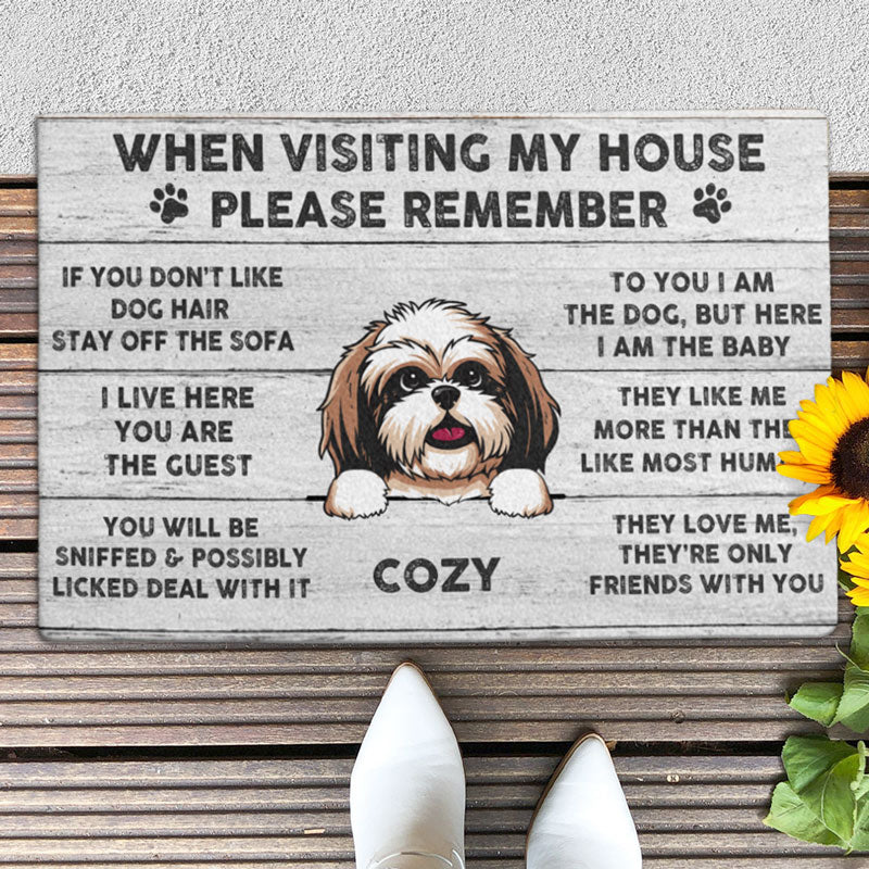 When Visiting My House, Outdoor Pet Dog Door Mat with Many Custom Dog  Breeds