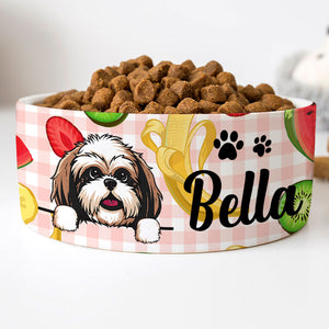 Personalized Custom Dog Bowls, Tropical Fruits, Gift for Dog Lovers
