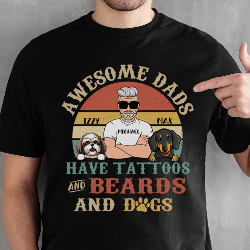 Awesome Dog Dad, Dark Color Custom T Shirt, Personalized Gifts for Dog Lovers
