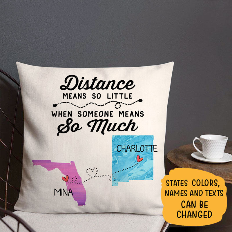 Distance Mean So Little, Personalized State Colors Pillow, Custom Chri -  PersonalFury