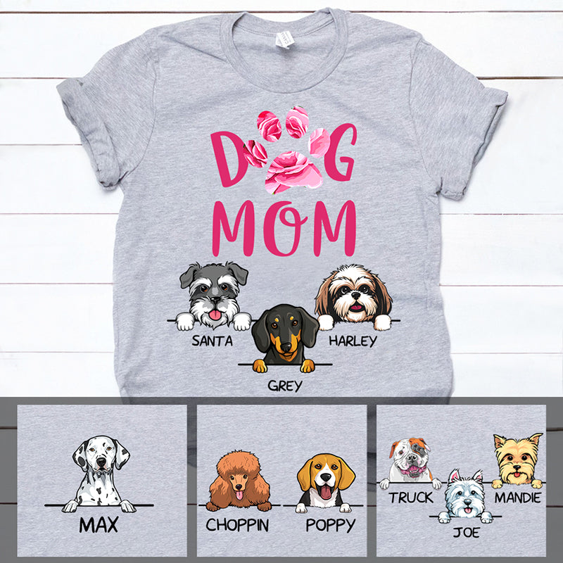Dog Mom, Personalized Dogs Shirt, Customized Gifts for Dog Lovers, Custom Tee