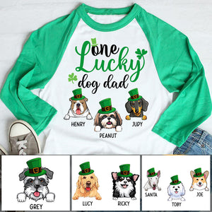 One Lucky Dog Dad, St Patrick's Day Shirt 2021, Personalized St. Patrick's Day Unisex Raglan Shirt, St Patricks Day