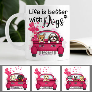 Life is better with a dog, Personalized Mug, Custom Gifts for Dog Lovers