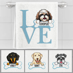 LOVE, Personalized Towels, Custom Gift for Dog Lovers