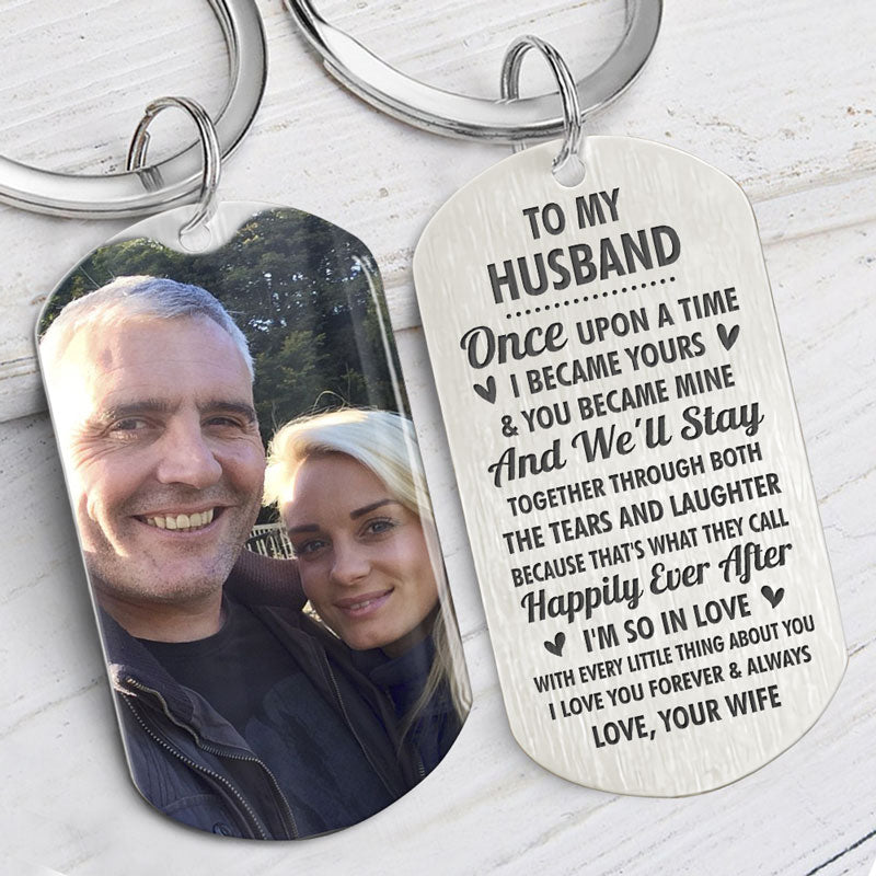 To My Husband Once Upon A Time, Personalized Keychain, Custom Photo, Gifts For Him
