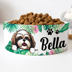 Personalized Custom Dog Bowls, Tropical, Gift for Dog Lovers