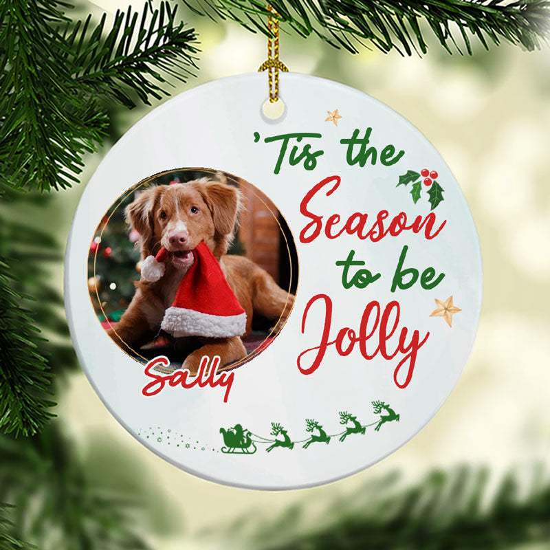 The Season To Be Jolly, Personalized Christmas Ornaments, Custom Photo Gift, Gift for Dog Lovers, Cat Lovers