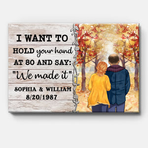 Personalized I Want To Hold Your Hand Canvas, Autumn Fall, Premium Canvas Wall Art
