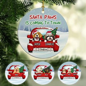 Santa Paws, Personalized Circle Ornaments, Custom Gift for Dog Lovers