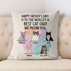 Happy Father's Day Best Cat Dad, Personalized Pillows, Custom Gift for Cat Lovers