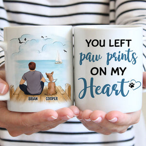 You Left Paw Prints Memorial Mugs, Customized Mug, Personalized Gift for Dog Lovers