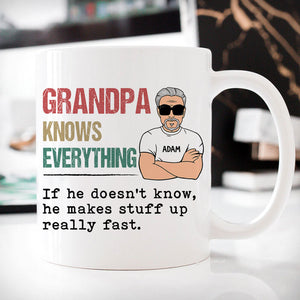Grandpa or Dad Knows Everything Old Man, Personalized Mug, Father's Day Gifts