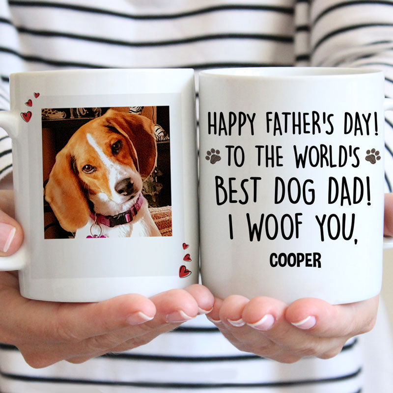 Happy Father's Day Photo Mugs, Funny Custom Photo Coffee Mug, Personalized Gift for Dog Lovers