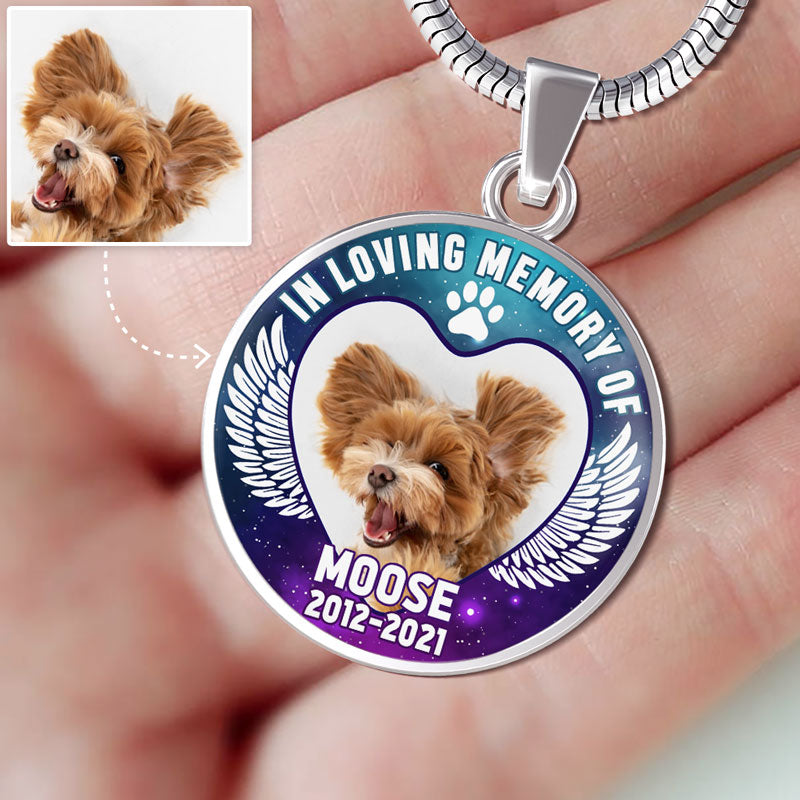 In Loving Memory, Pet Memorial, Custom Photo, Luxury Circle Necklace