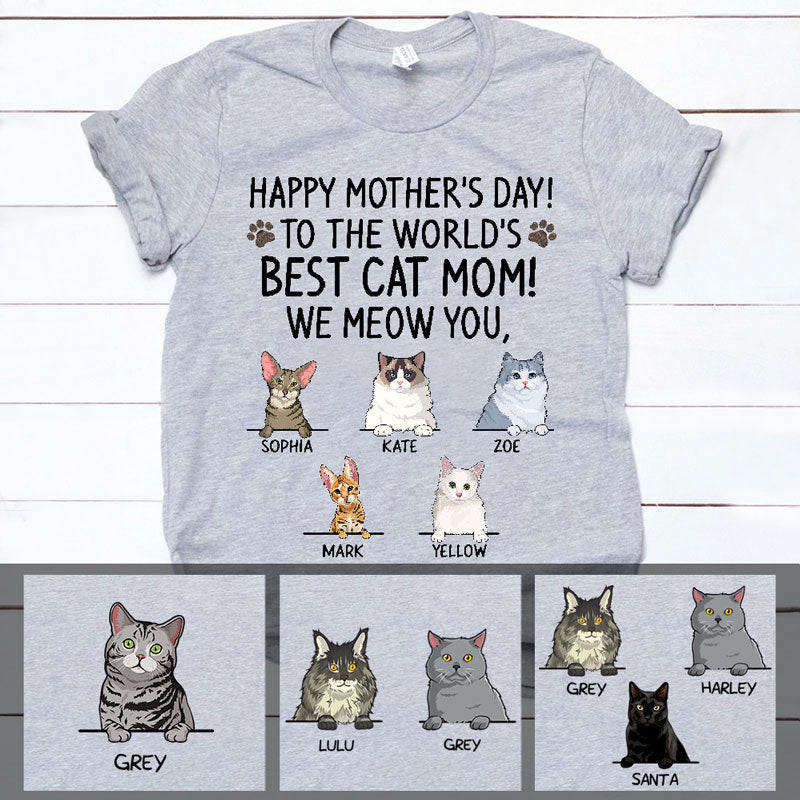 Happy Mother's Day, Best Cat Mom, I Meow You, Custom Shirt, Personalized Gifts for Cat Lovers