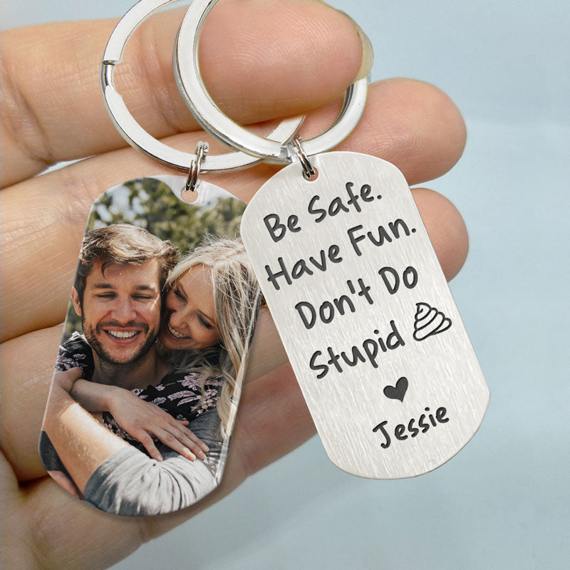Don't Do Stupid, Personalized Keychain, Anniversary Gifts For Him, Pho -  PersonalFury