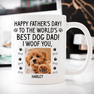 Happy Father's Day Mugs, Funny Custom Photo Coffee Mug, Personalized Gift for Dog Lovers
